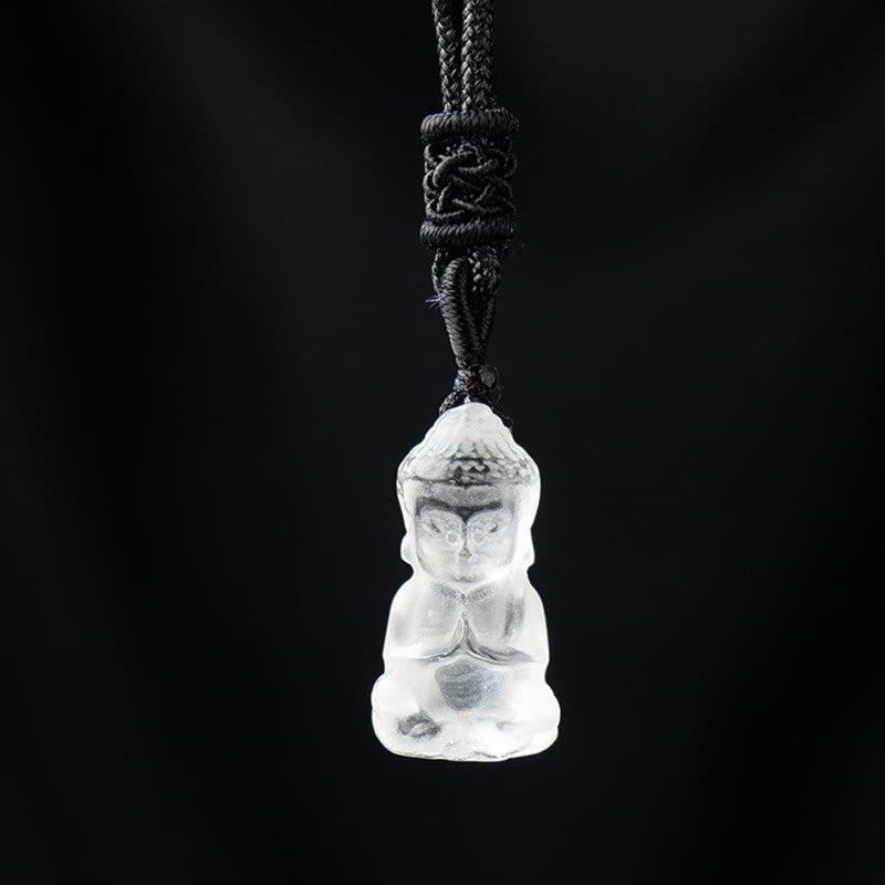Buddha Stones Various Crystal Amethyst Pink Crystal White Crystal Citrine Buddha Carved Spiritual Healing Necklace Pendant Decoration - White Crystal - Necklace&Pendant - image 10