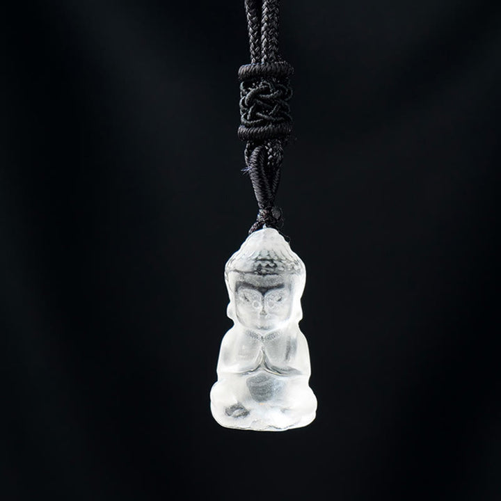 Buddha Stones Various Crystal Amethyst Pink Crystal White Crystal Citrine Buddha Carved Spiritual Healing Necklace Pendant Decoration - White Crystal - Necklace&Pendant - image 10