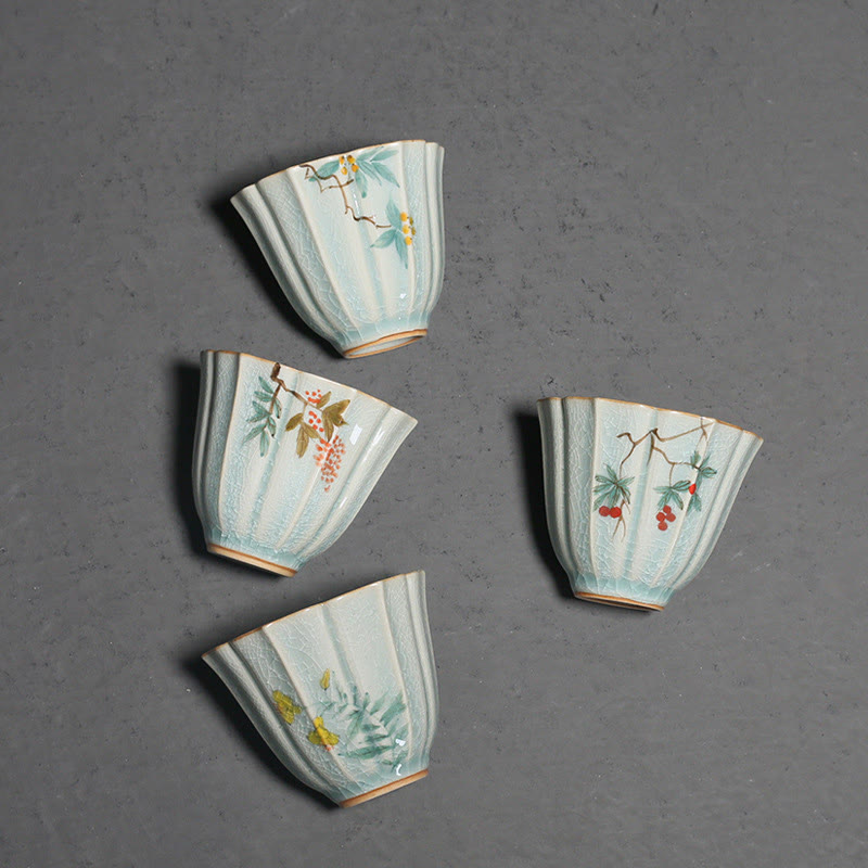Buddha Stones Loquat Dogwood Hawthorn Morning Glory Ceramic Teacup Kung Fu Tea Cup - image 2