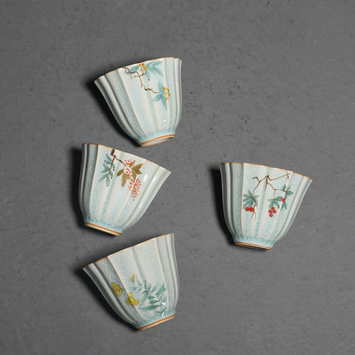 Buddha Stones Loquat Dogwood Hawthorn Morning Glory Ceramic Teacup Kung Fu Tea Cup - image 2