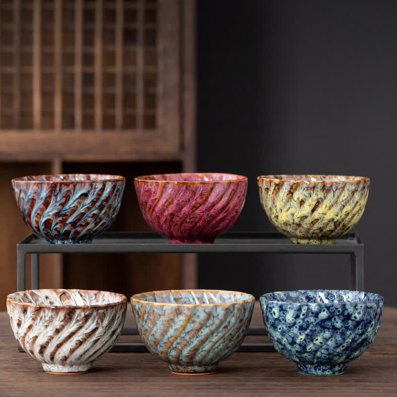 Buddha Stones Peach Blossom Pattern Ceramic Teacup Flower Tea Cups - image 8