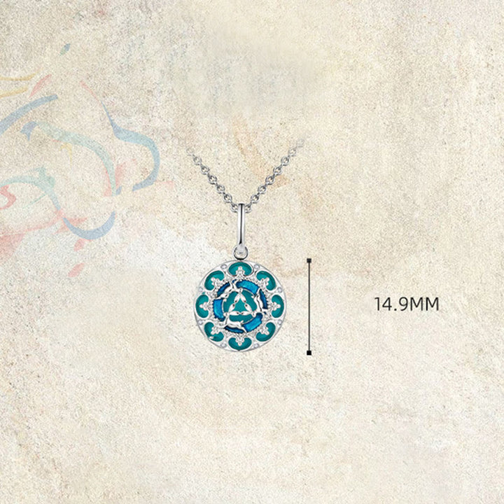 Buddha Stones 925 Sterling Silver Round Turquoise Three Rabbits Balance Necklace Pendant - image 7