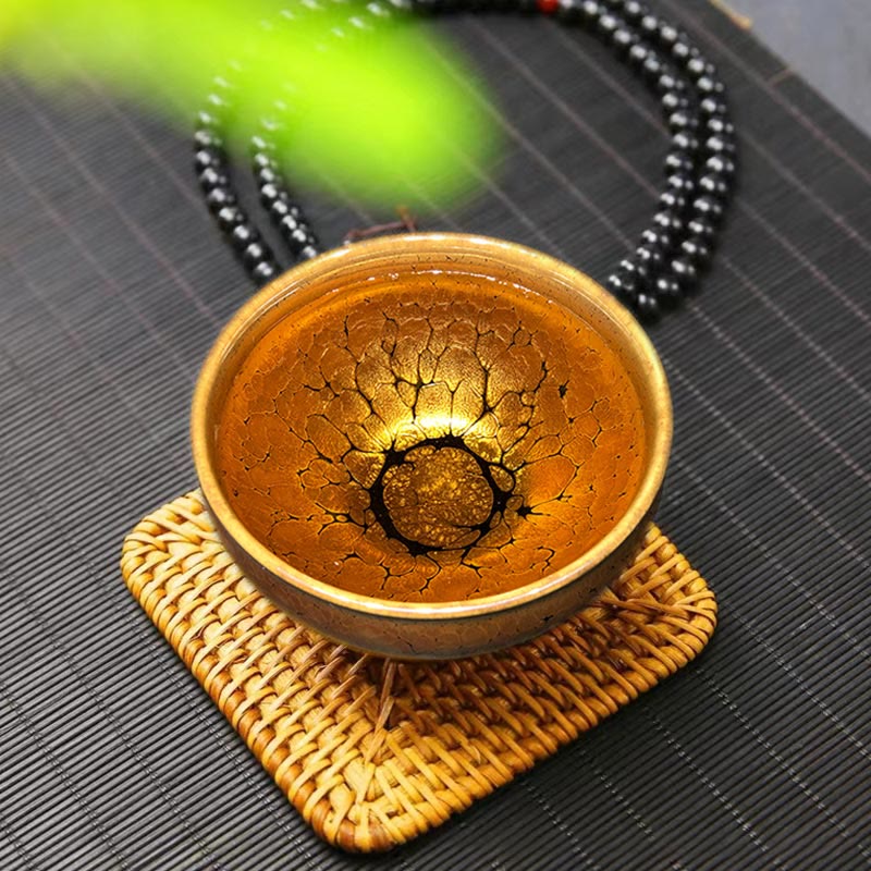 Buddha Stones Gold Spot Pattern Chinese Jianzhan Ceramic Teacup Kung Fu Tea Cup Bowl With Gift Box - Cup 9.2cm*5.8cm - image 0