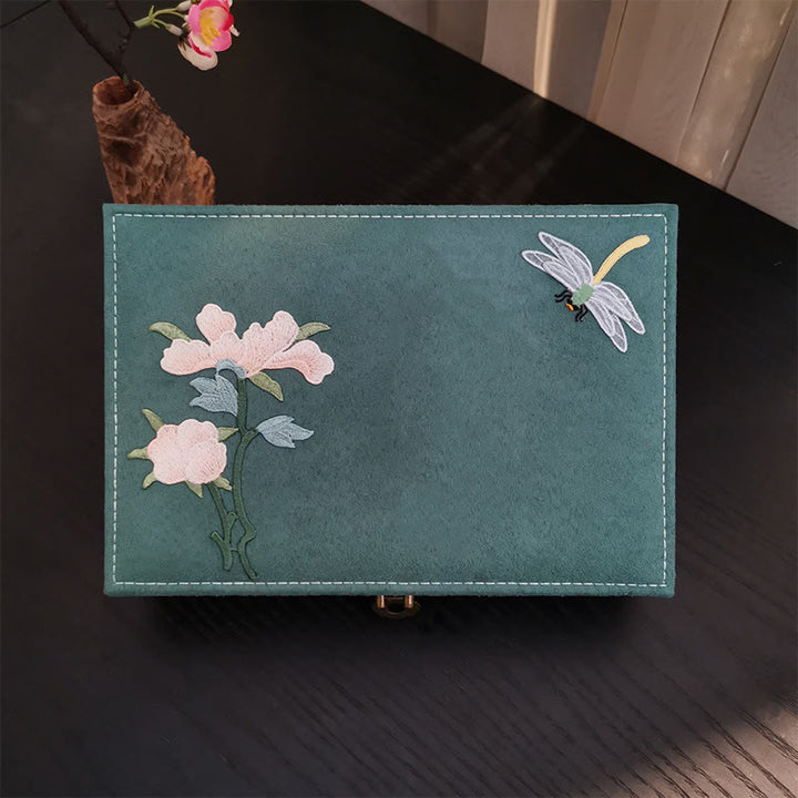 Buddha Stones Flowers Dragonfly Jewelry Box Organizer Single Layer Jewelry Storage Box Flannel Box - image 9