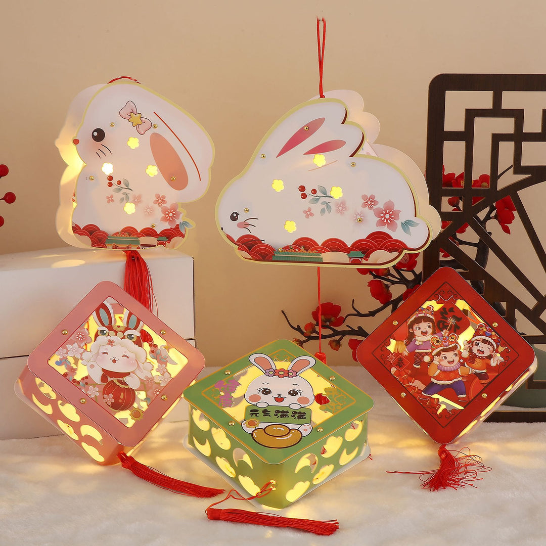 Buddha Stones DIY Good Luck Cute Rabbit Paper Lantern Lamp Mid-Autumn Festival Lantern Decoration - image 1