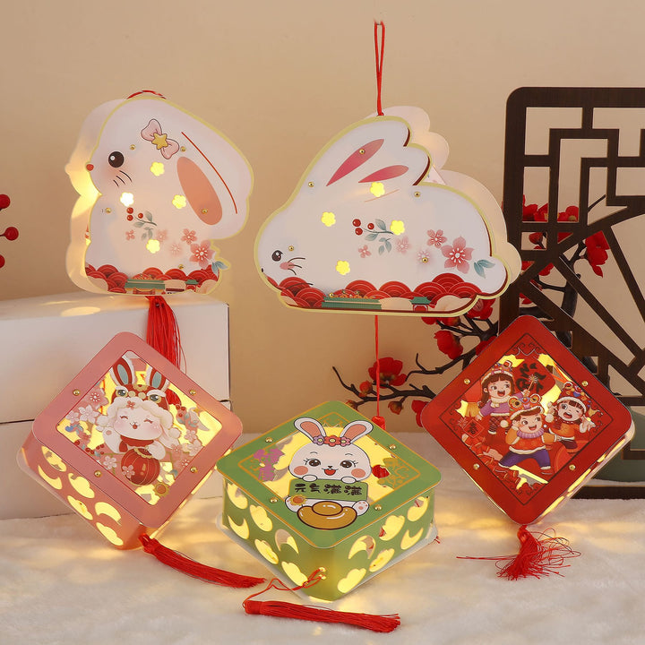 Buddha Stones DIY Good Luck Cute Rabbit Paper Lantern Lamp Mid-Autumn Festival Lantern Decoration - image 1