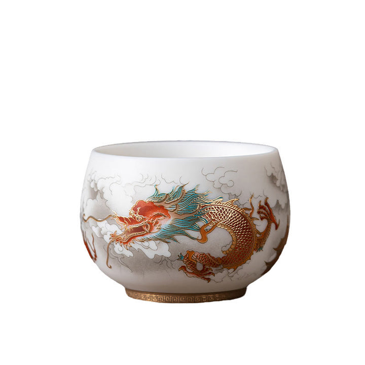 Buddha Stones Phoenix Dragon Lotus Deer Ancient Building Koi Fish Ceramic Teacup Kung Fu Tea Cups - image 7