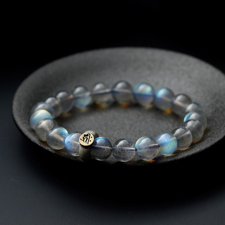 Buddha Stones 12 Chinese Zodiac Moonstone Calm Love Bracelet - Dog/Pig-Amitabha Buddha - image 0