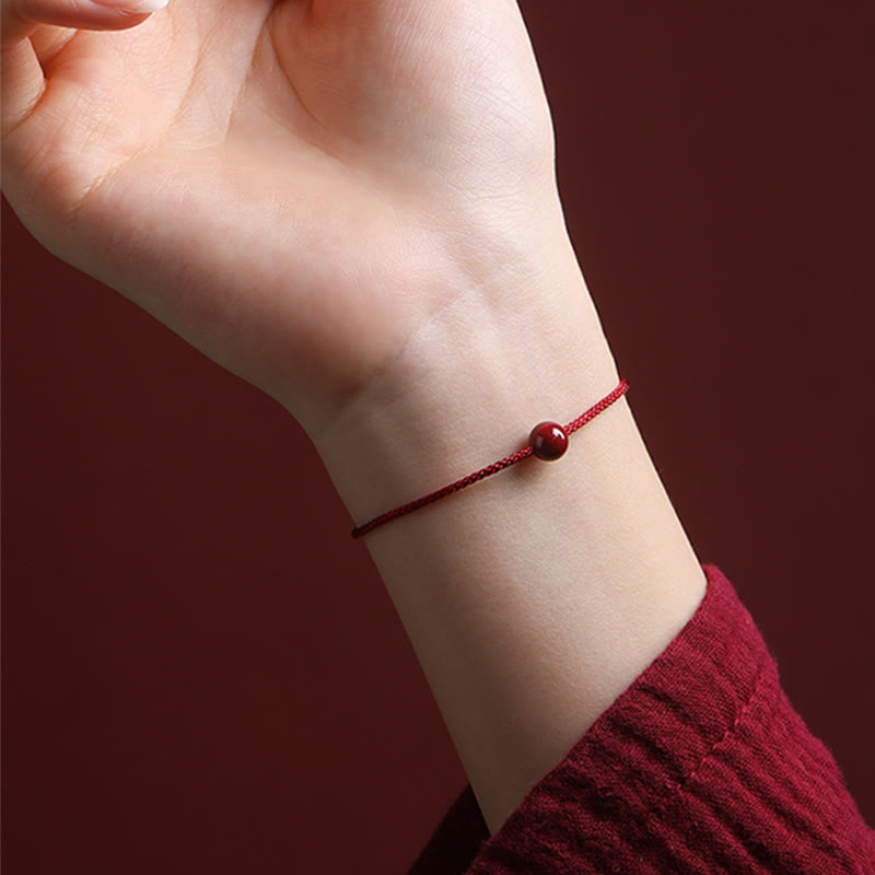 Buddha Stones Natural Cinnabar Red Agate Blessing Red String Bracelet - image 3