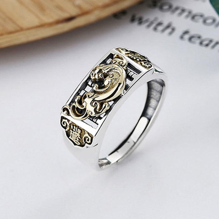 Buddha Stones 925 Sterling Silver PiXiu Luck Wealth Adjustable Ring - image 6