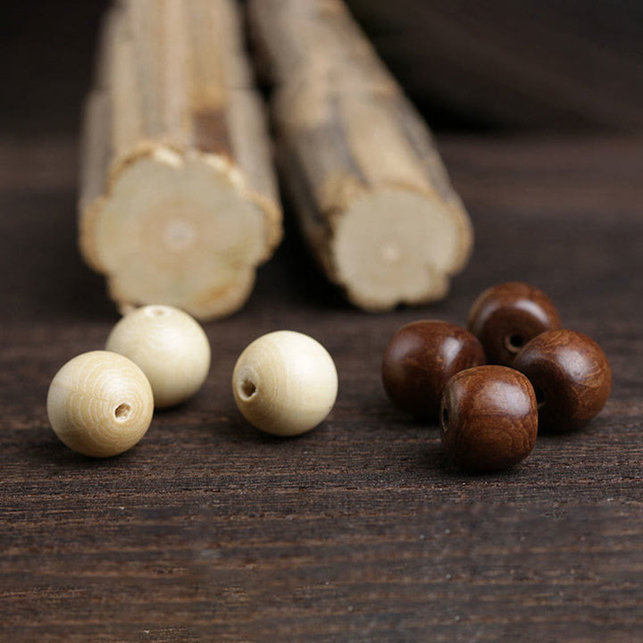 Buddha Stones Natural Abelia Biflora Wood Hetian Jade Bamboo Bead Warding Off Evil Spirits Bracelet - image 6