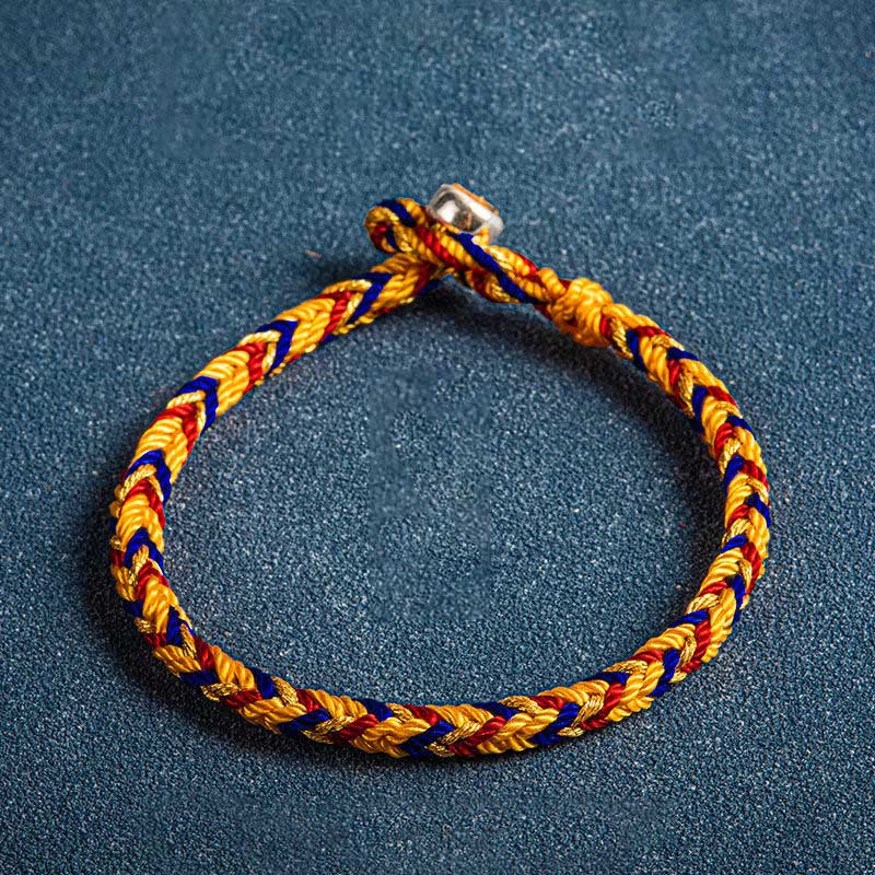 Buddha Stones "May you be safe and sound all year round" Lucky Multicolored Bracelet - Orange Dark Blue Red - 19cm - image 6