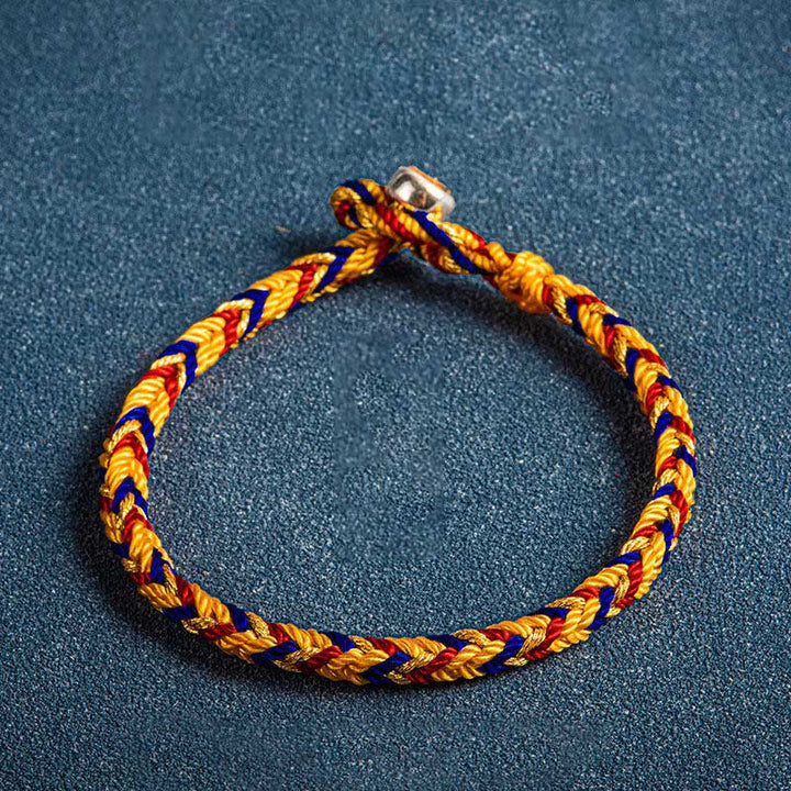Buddha Stones "May you be safe and sound all year round" Lucky Multicolored Bracelet - Orange Dark Blue Red - 19cm - image 6