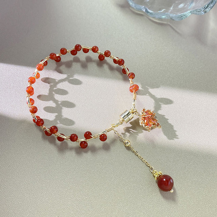 Buddha Stones Red Maple Leaf Luck Charm Bracelet - image 6
