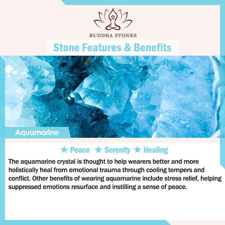 Buddha Stones Natural Aquamarine Lapis Lazuli Healing Bracelet - image 5