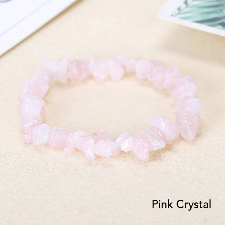 Natural Irregular Shape Crystal Stone Warmth Soothing Bracelet - Pink Crystal(Wrist Circumference: 15-16cm) - image 2