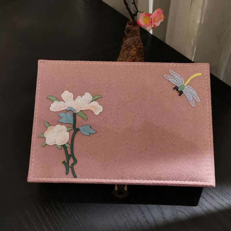 Buddha Stones Flowers Dragonfly Jewelry Box Organizer Single Layer Jewelry Storage Box Flannel Box - image 14