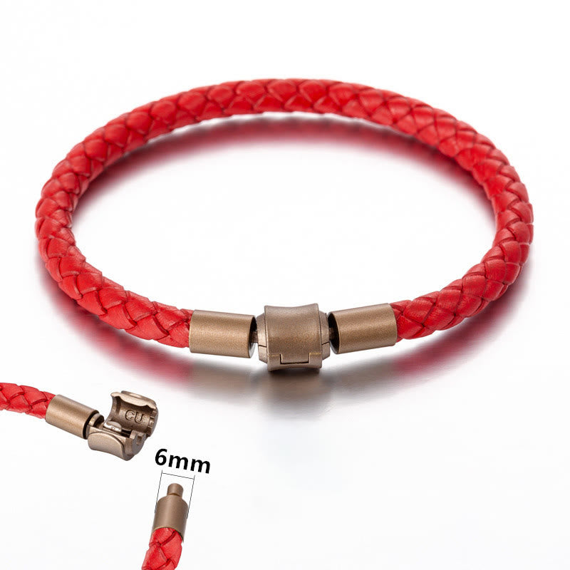 Buddha Stones Vintage Leather Rope Luck Braid String Bracelet - 5mm Red 21cm - image 11