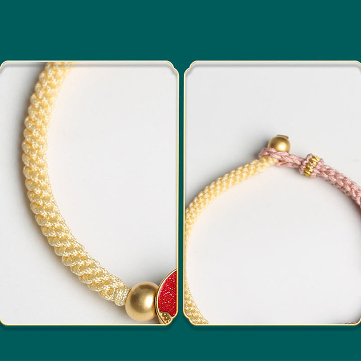 Buddha Stones Handmade Mountain and Sea Engraved Luck Two-Color String Couple Bracelet - image 7