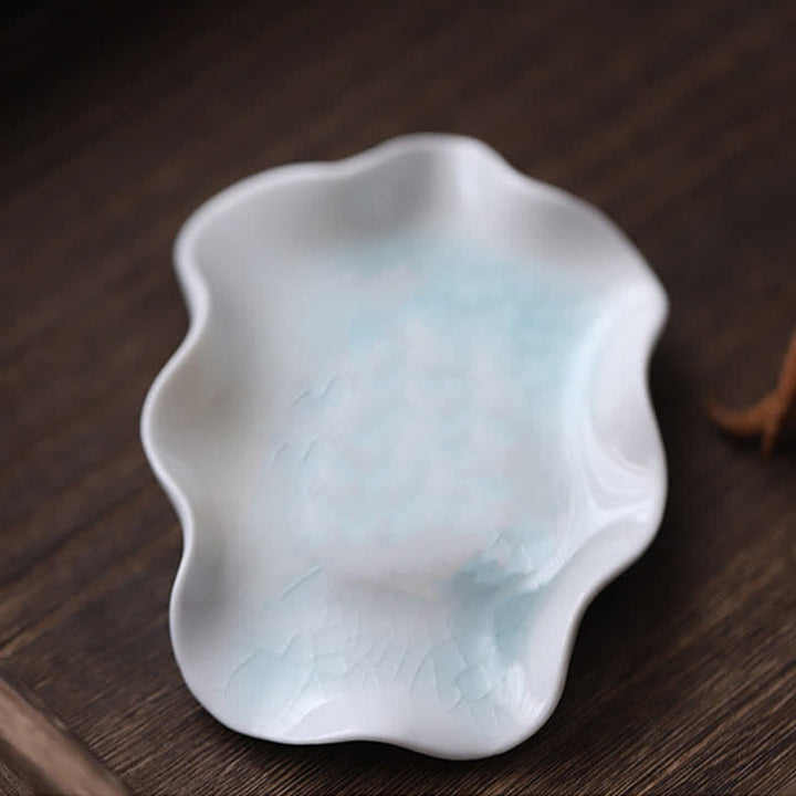 Meditating Ceramic Small Frog Statue Decoration - Lotus Tray - image 9
