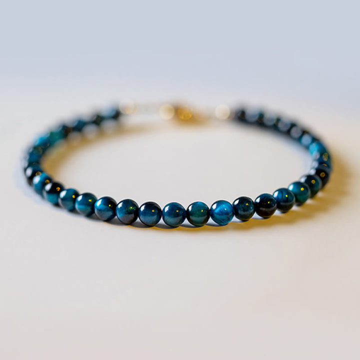 Buddha Stones Natural Blue Tiger Eye Stone Protection Chain Bracelet - image 11