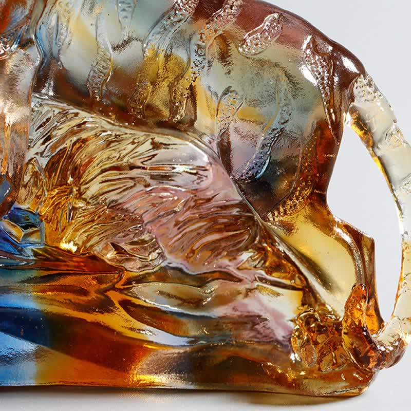Handmade Liuli Crystal Tiger Art Piece Protection Home Decoration - image 6