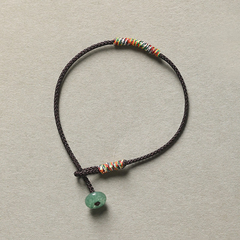 Buddha Stones Tibetan Handmade Green Aventurine Luck Protection Braided Rope Bracelet - Brown(Wrist Circumference 13-15cm) - image 9