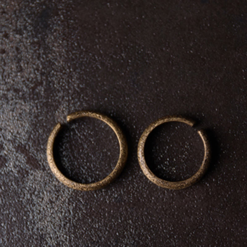 Buddha Stones Tibetan Vintage Texture Design Copper Luck Couple Ring - image 5