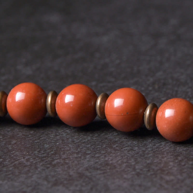 Buddha Stones Red Jasper Moss Agate Black Obsidian Crystal Copper Peace Couple Bracelet - image 15