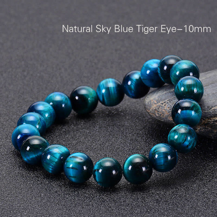 Buddha Stones Blue Tiger Eye Protection Bracelet - 0.39 in (10 mm) - image 11