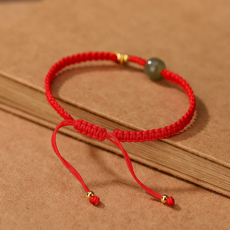 Buddha Stones 925 Sterling Silver Hetian Jade Blessing Wealth Red String Bracelet - image 6