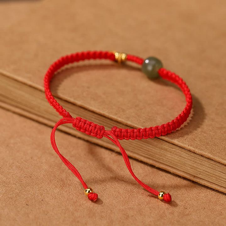 Buddha Stones 925 Sterling Silver Hetian Jade Blessing Wealth Red String Bracelet - image 6