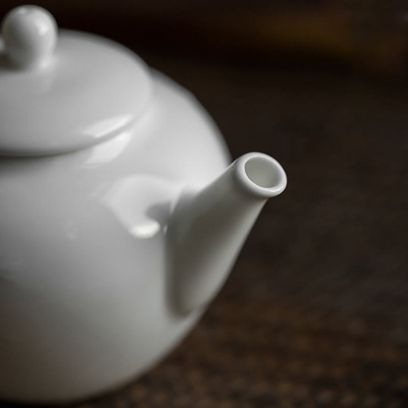 White Plum Pine Bamboo Engraved Design Ceramic Teapot - image 3