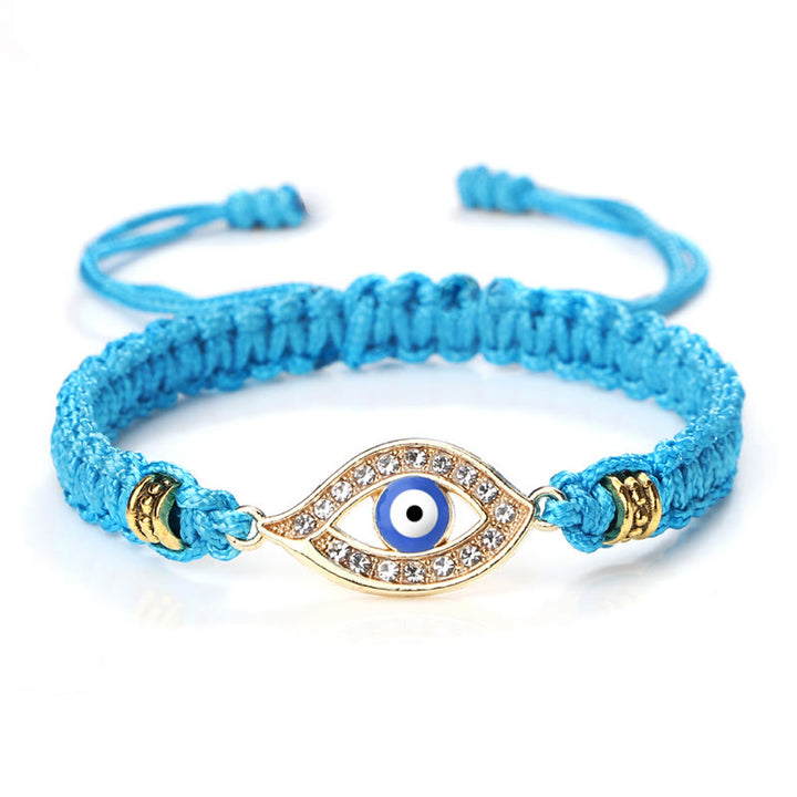 Buddha Stones Evil Eye Keep Away Evil Spirits String Bracelet - Blue&Blue Evil Eye - Gold Border - image 25