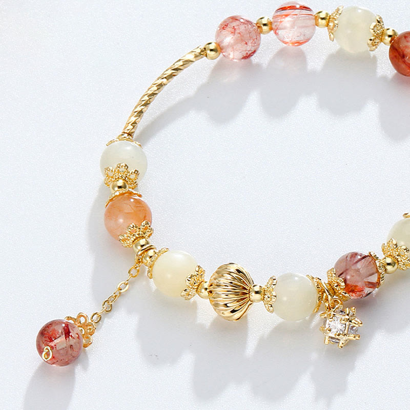 Buddha Stones Colorful Rutilated Quartz Cat Eye Zircon Auspiciousness Bead Bracelet - image 7