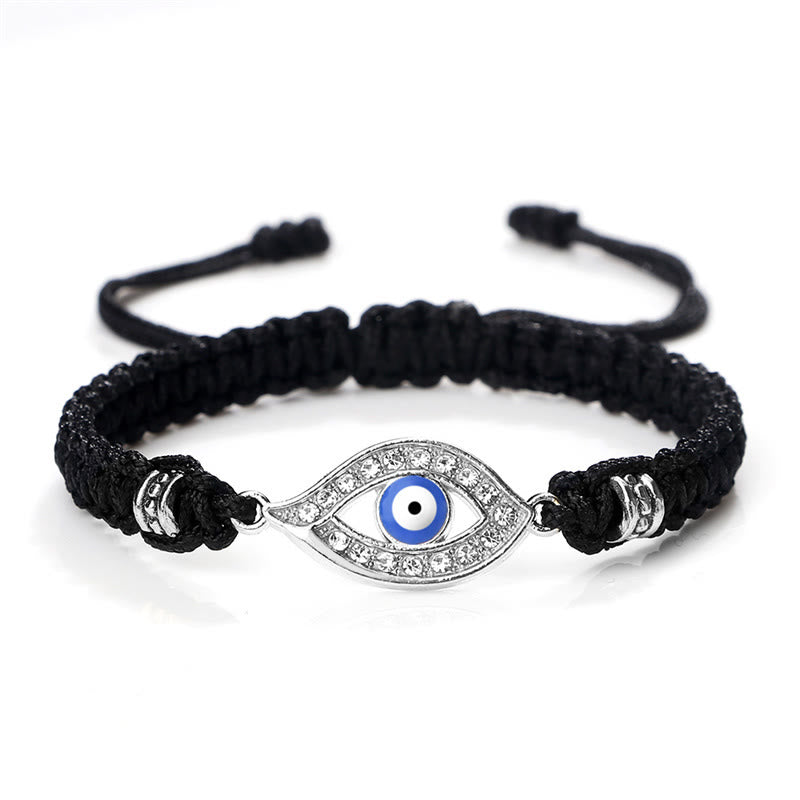 Buddha Stones Evil Eye Keep Away Evil Spirits String Bracelet - Black Blue Evil Eye - Silver Border - image 18