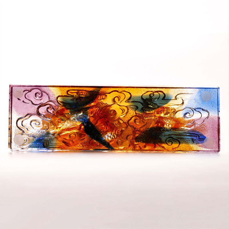Buddha Stones Handmade Multicolored Dragon Liuli Crystal Art Piece Protection Home Office Decoration - image 7
