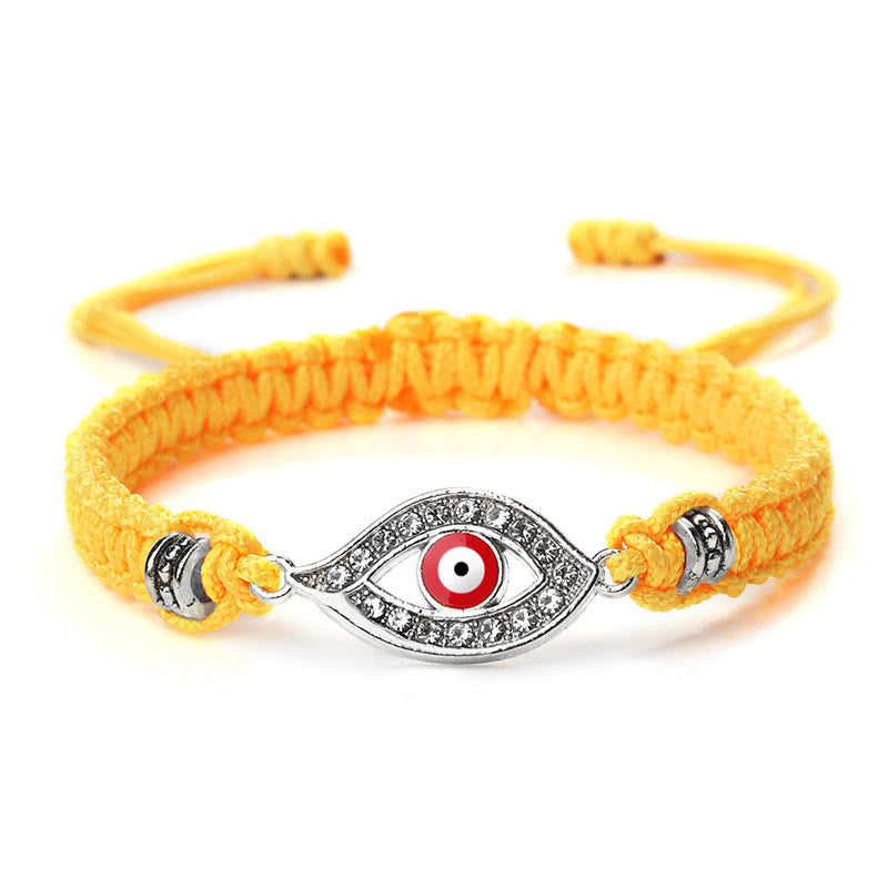 Buddha Stones Evil Eye Keep Away Evil Spirits String Bracelet - Yellow Red Evil Eye - Silver Border - image 60