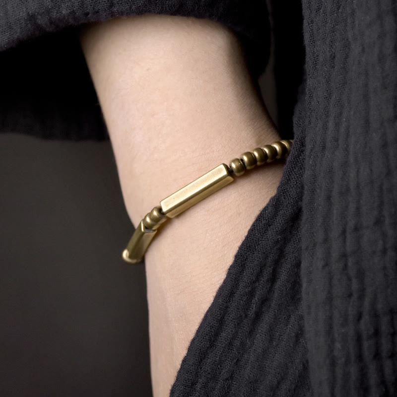 Buddha Stones Tibetan Simple Design Copper Wealth Luck Bracelet - image 1