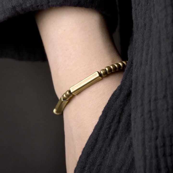 Buddha Stones Tibetan Simple Design Copper Wealth Luck Bracelet - image 1