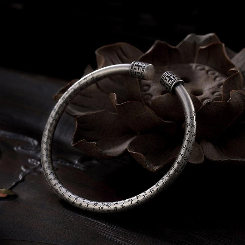 Buddha Stones Tibetan Heart Sutra White Copper Luck Bracelet - image 3