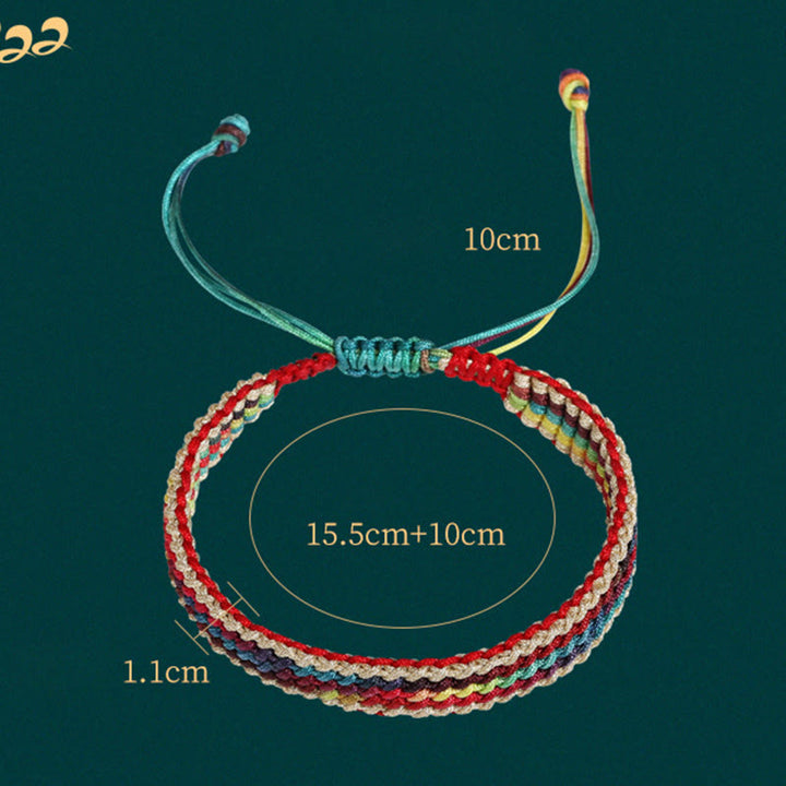 Buddha Stones Tibet Handmade Rainbow Multicolored Protection Braided String Bracelet - image 11