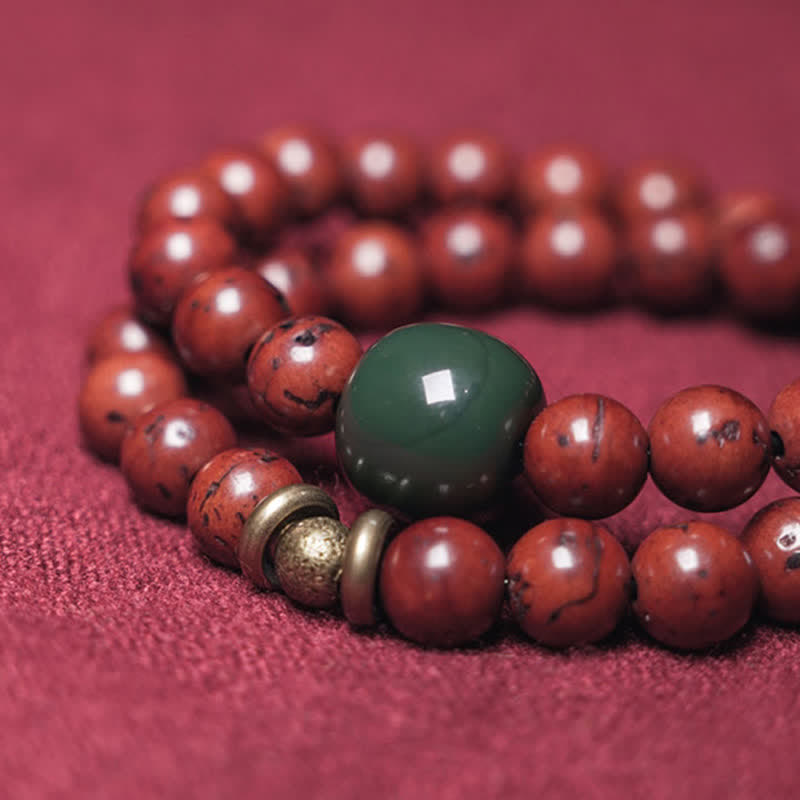 Buddha Stones Bodhi Seed Cyan Jade Copper Peace Luck Bracelet - image 7