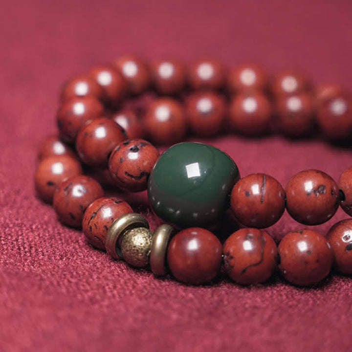 Buddha Stones Bodhi Seed Cyan Jade Copper Peace Luck Bracelet - image 7