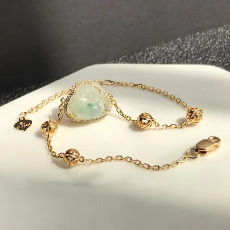 Buddha Stones Laughing Buddha Jade Abundance Chain Bracelet - image 3