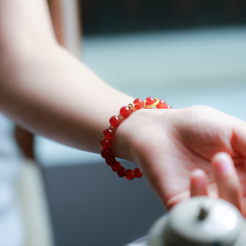 Buddha Stones Natural Red Agate Blessing Letter Confidence Bracelet - image 5