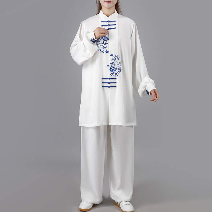 Buddha Stones Flower Embroidery Meditation Prayer Spiritual Zen Tai Chi Qigong Practice Unisex Clothing Set - image 8