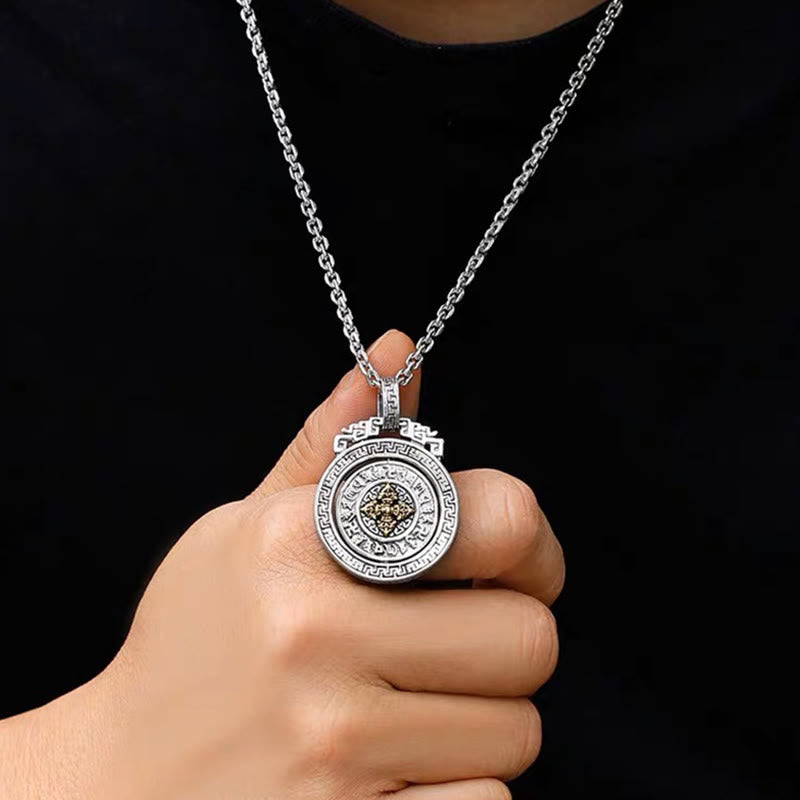 Buddha Stones Tibetan Om Mani Padme Hum Double Dorje Vajra Rotatable Purity Peace Necklace Pendant - image 13