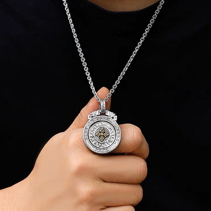 Buddha Stones Tibetan Om Mani Padme Hum Double Dorje Vajra Rotatable Purity Peace Necklace Pendant - image 13