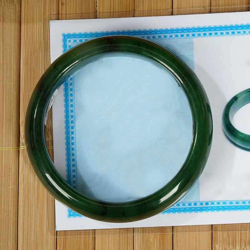 Buddha Stones Natural Hetian Cyan Jade Happiness Success Bracelet Bangle - image 10